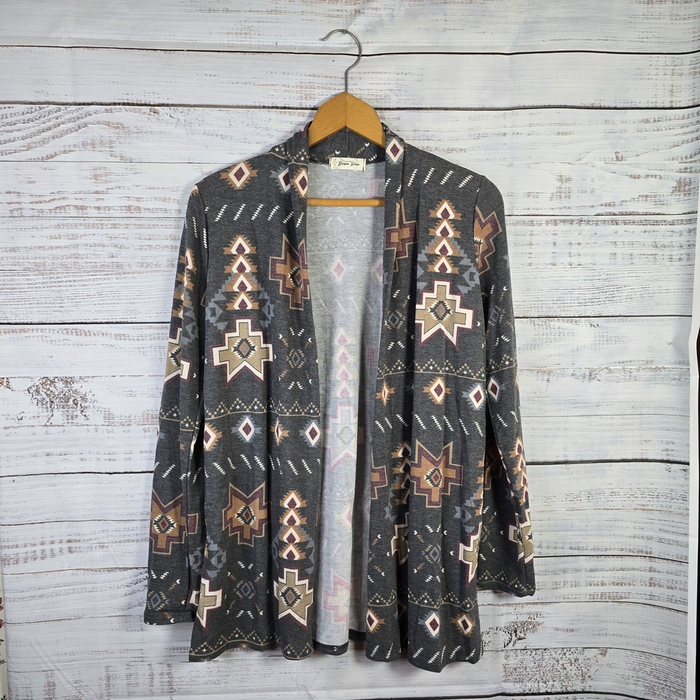 Beeson River Aztec Southwest Cardigan Boho Western Cozy Open Front Various Sizes